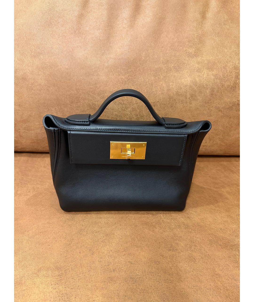 HERMES Черная кожаная сумка через плечо, фото 9