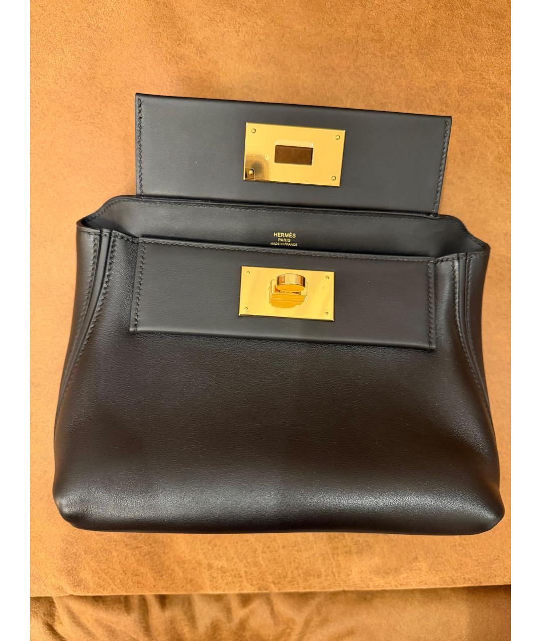 HERMES Черная кожаная сумка через плечо, фото 8