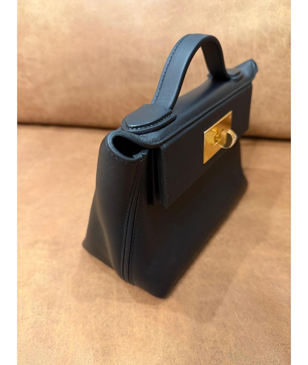 HERMES Черная кожаная сумка через плечо, фото 2