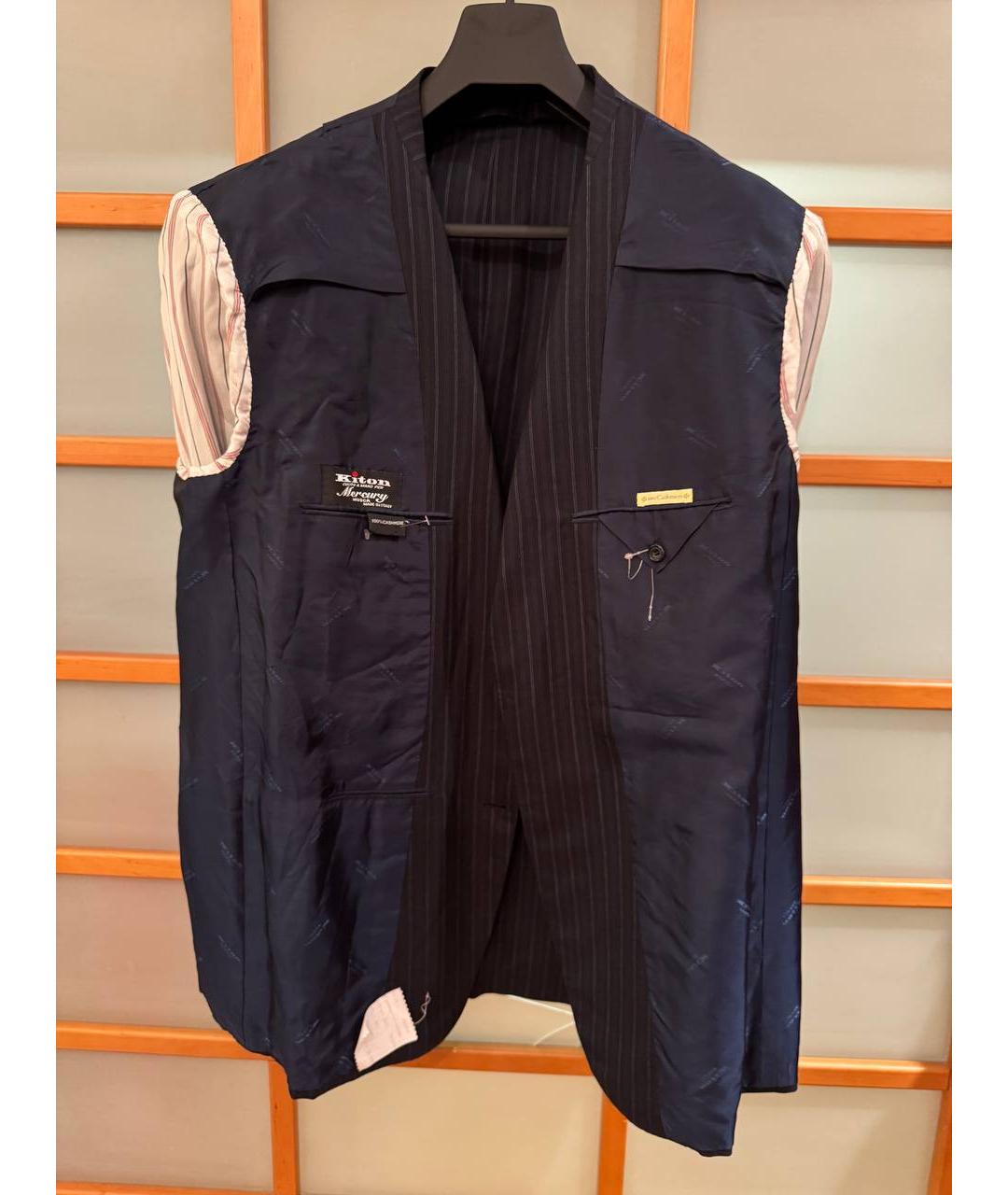 KITON Темно-синий классический костюм, фото 5