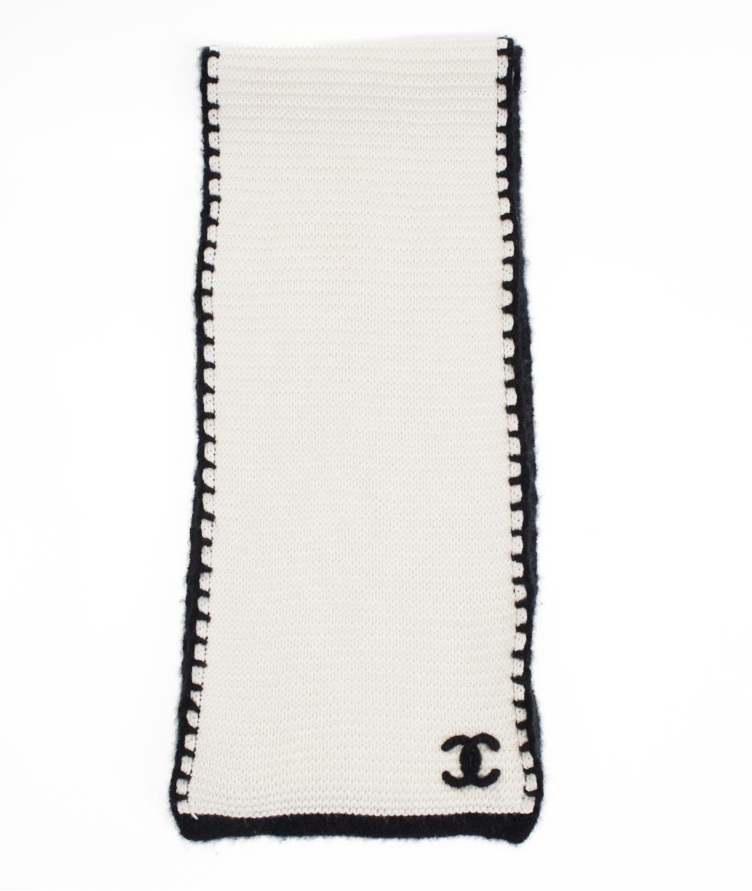 CHANEL Белый кашемировый шарф, фото 6