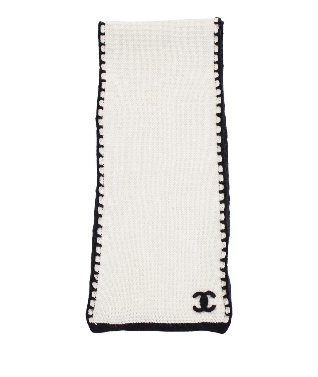 CHANEL Белый кашемировый шарф, фото 1