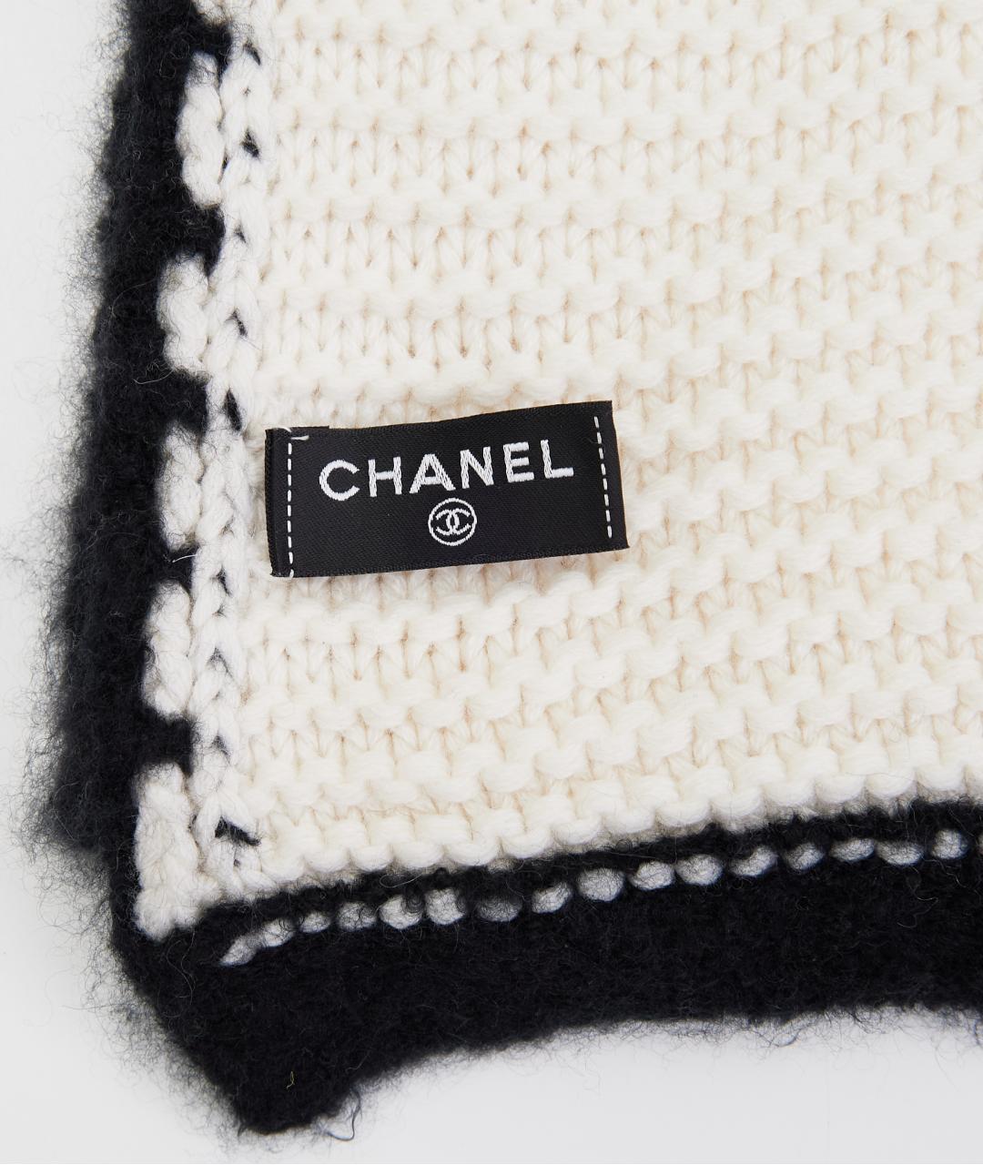 CHANEL Белый кашемировый шарф, фото 4