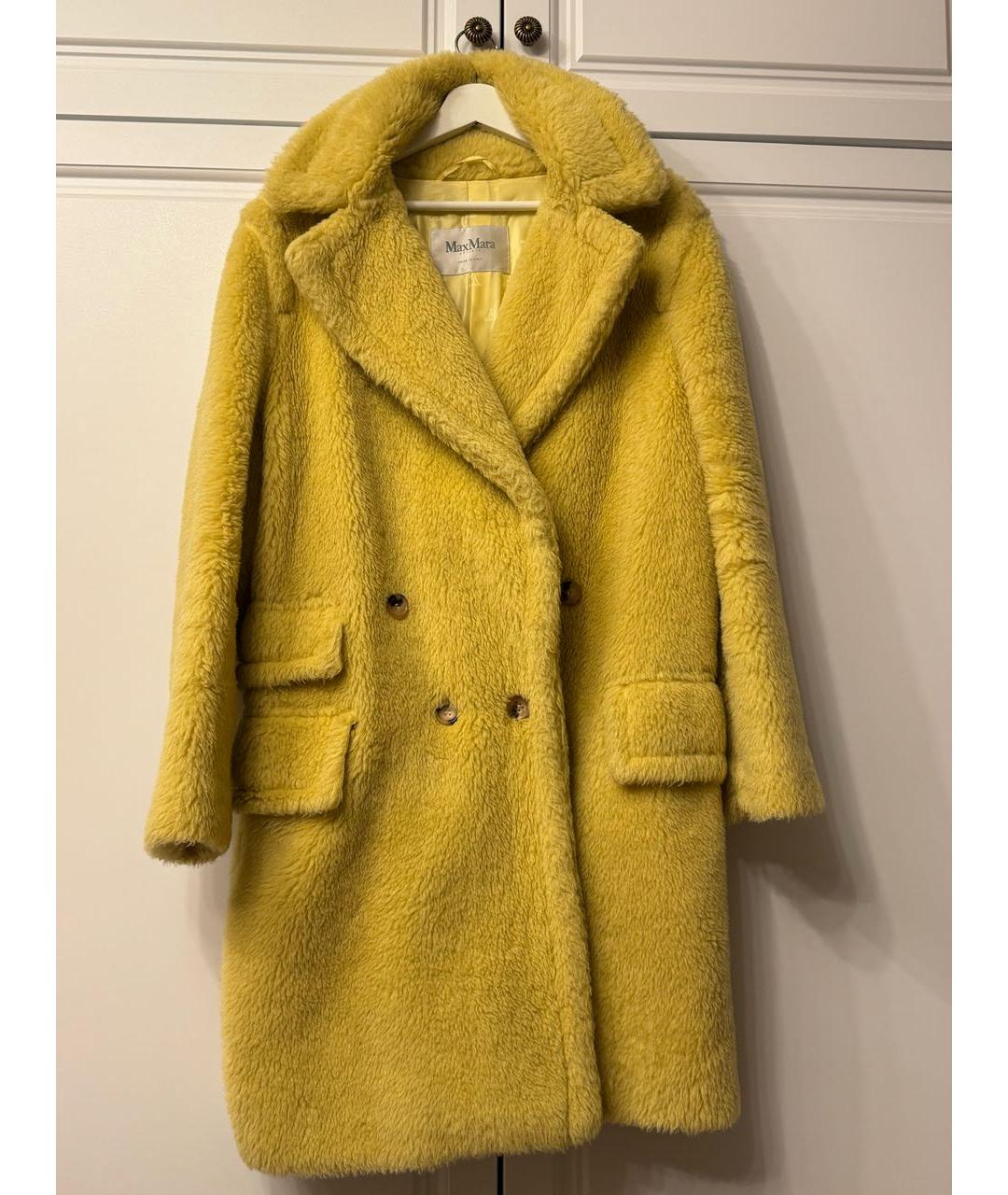 MAX MARA Желтая шерстяная шуба, фото 9