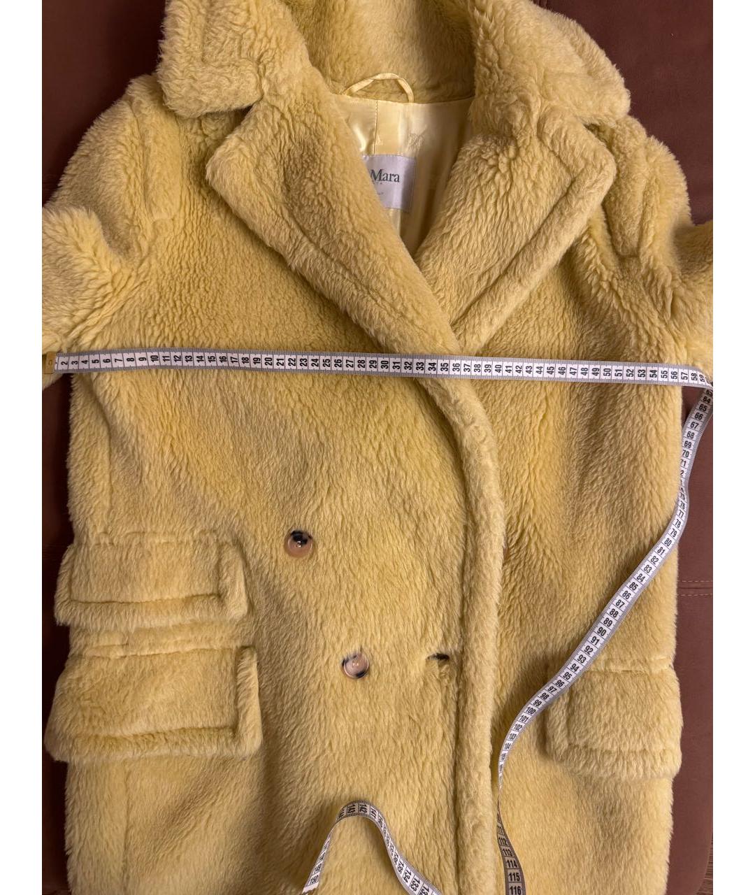 MAX MARA Желтая шерстяная шуба, фото 6