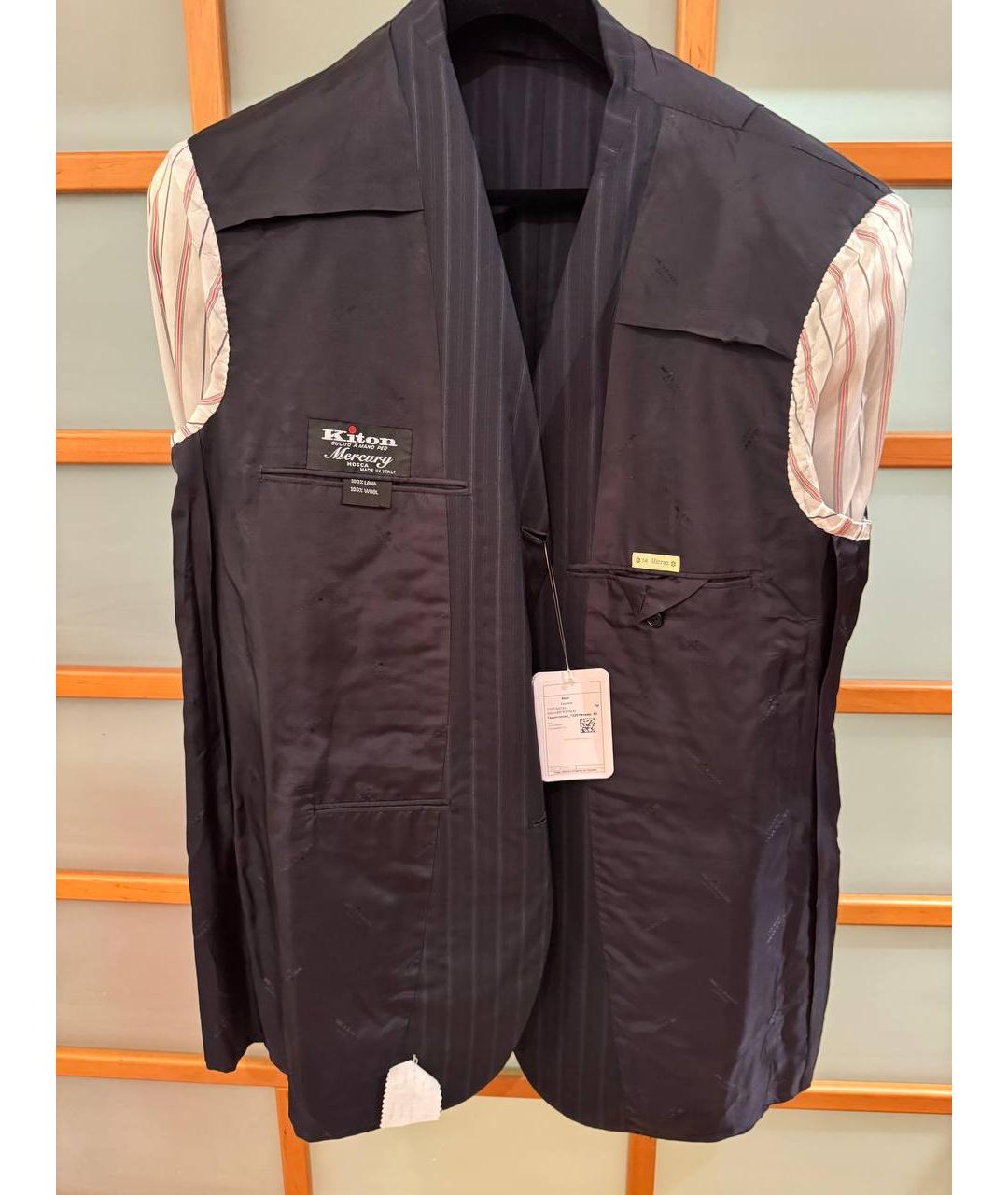 KITON Темно-синий классический костюм, фото 7