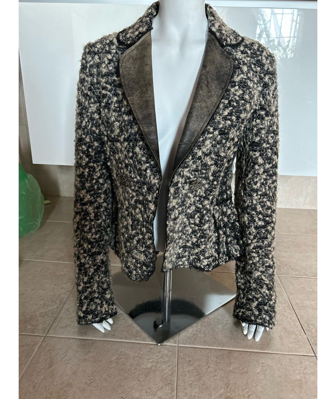 ERMANNO SCERVINO Коричневый шерстяной жакет/пиджак, фото 8