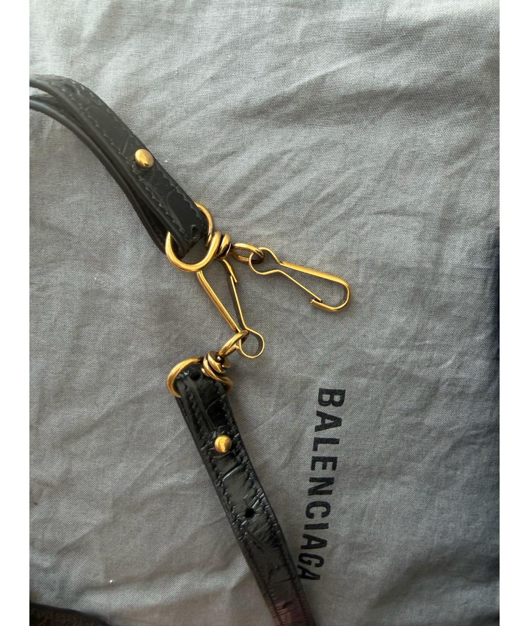 BALENCIAGA Черная кожаная сумка через плечо, фото 6