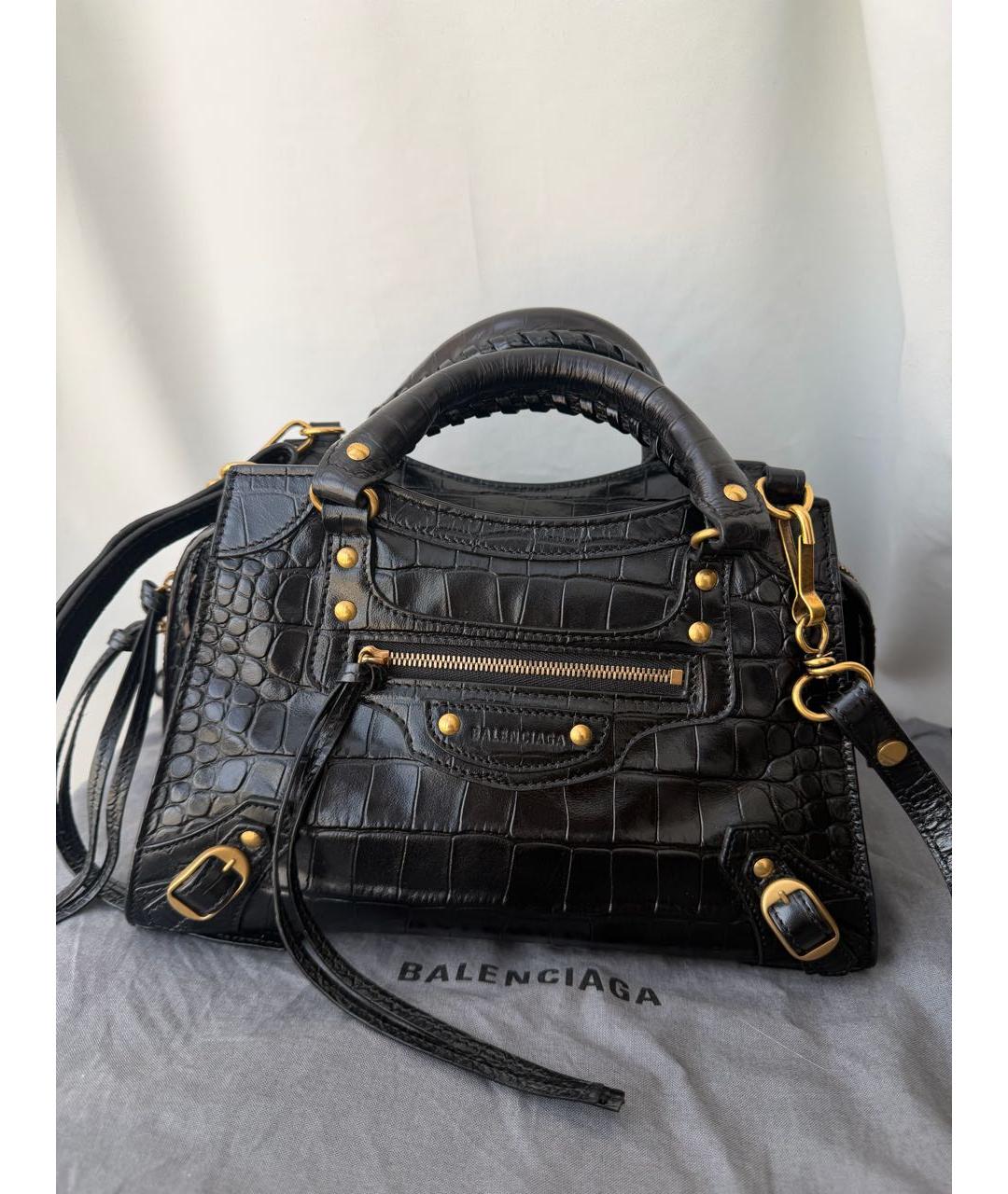 BALENCIAGA Черная кожаная сумка через плечо, фото 2