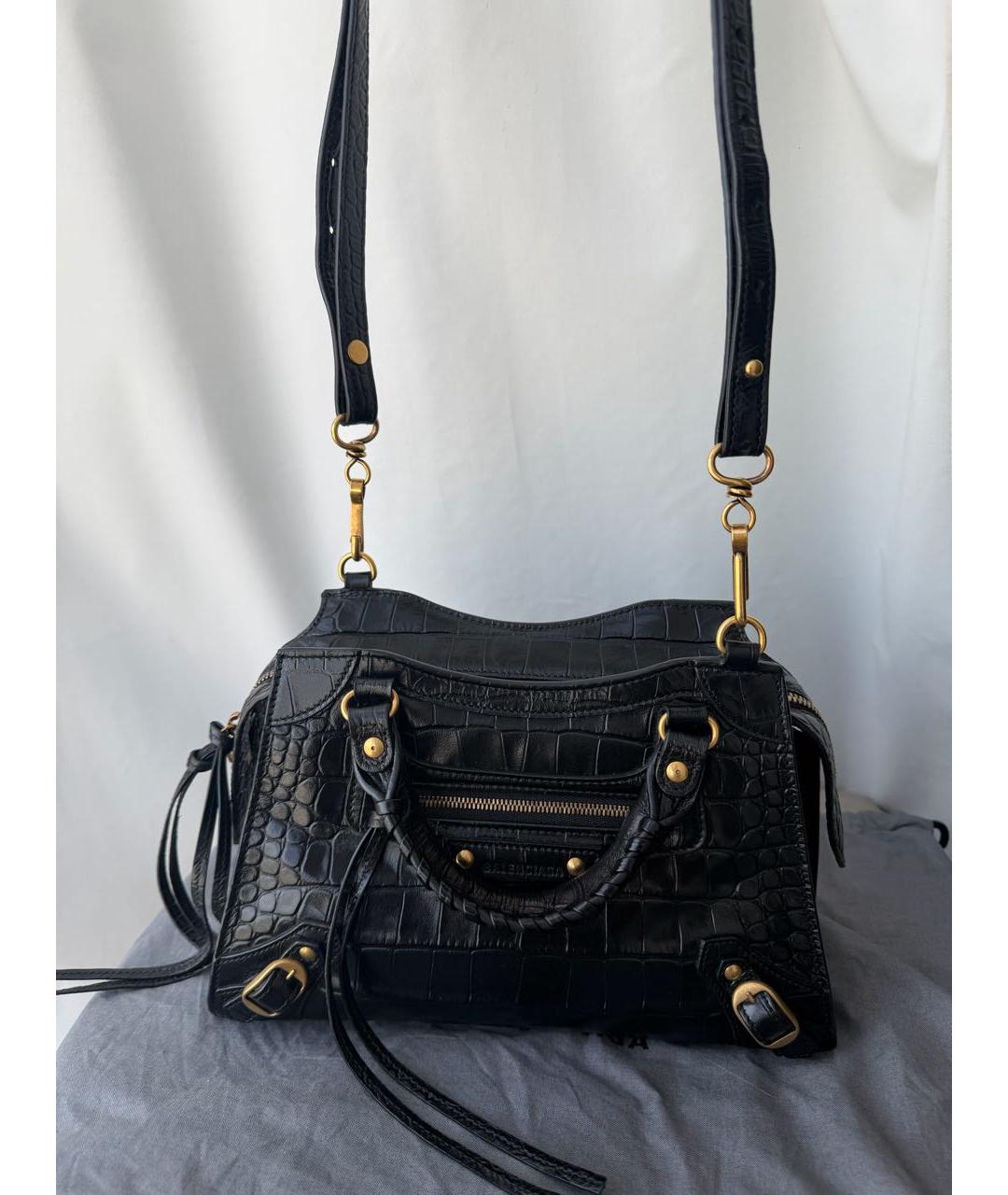 BALENCIAGA Черная кожаная сумка через плечо, фото 7