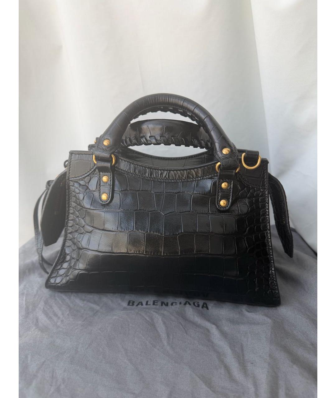 BALENCIAGA Черная кожаная сумка через плечо, фото 4