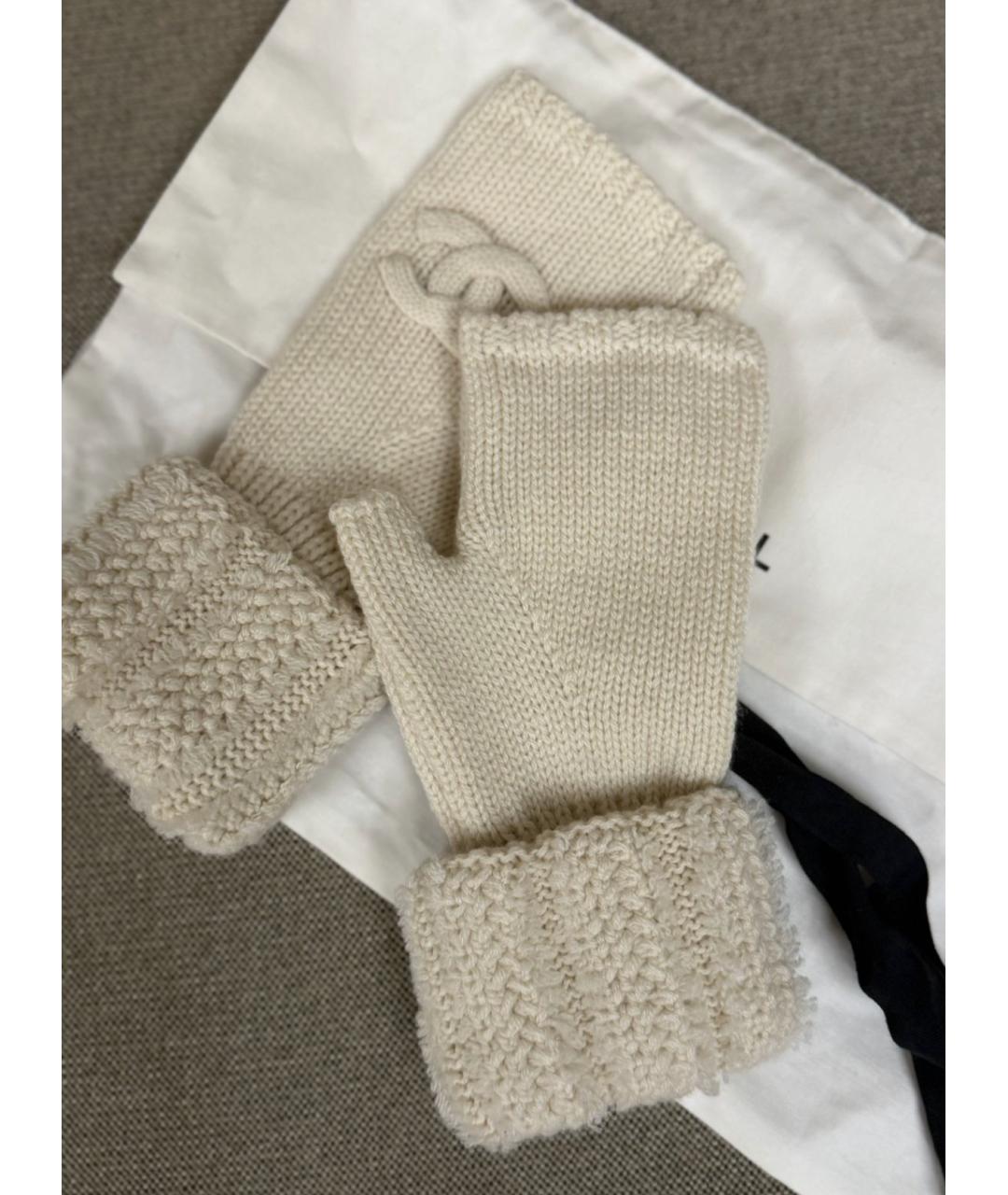 CHANEL Бежевые шерстяные перчатки, фото 2