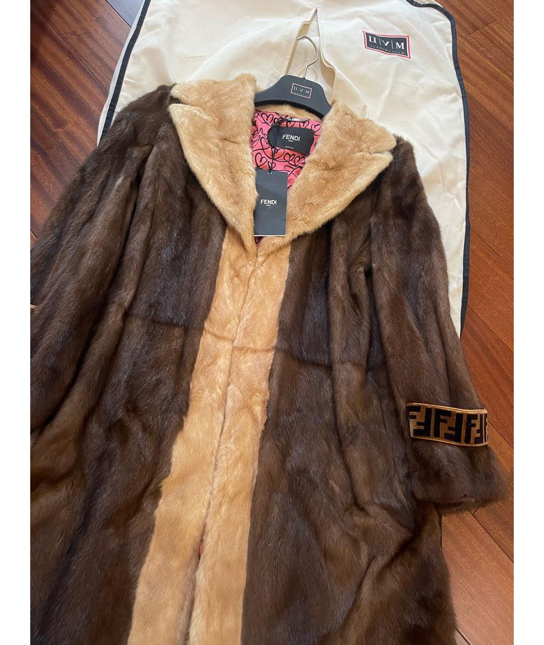 FENDI Коричневая меховая шуба, фото 2