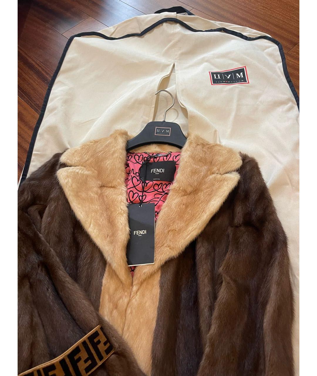 FENDI Коричневая меховая шуба, фото 4