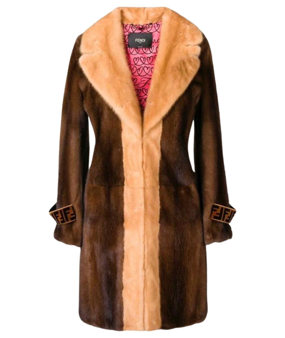 FENDI Коричневая меховая шуба, фото 1