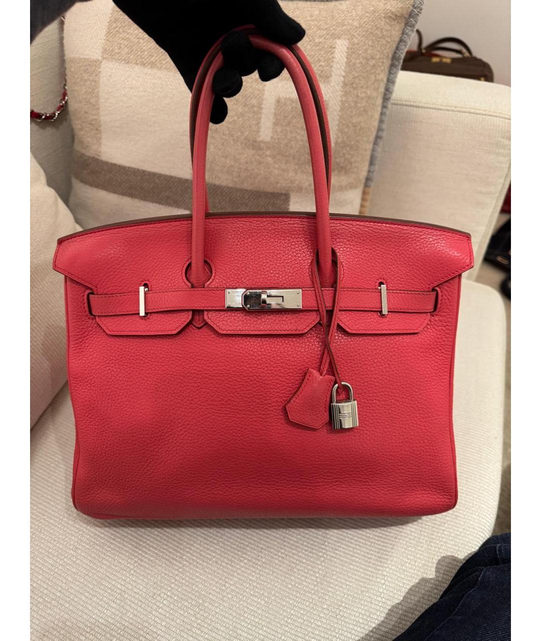 HERMES Красная кожаная сумка с короткими ручками, фото 2