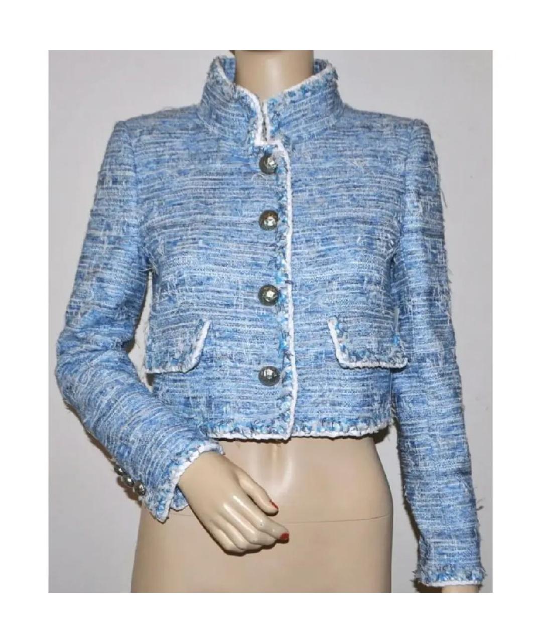 CHANEL Голубой полиэстеровый жакет/пиджак, фото 10