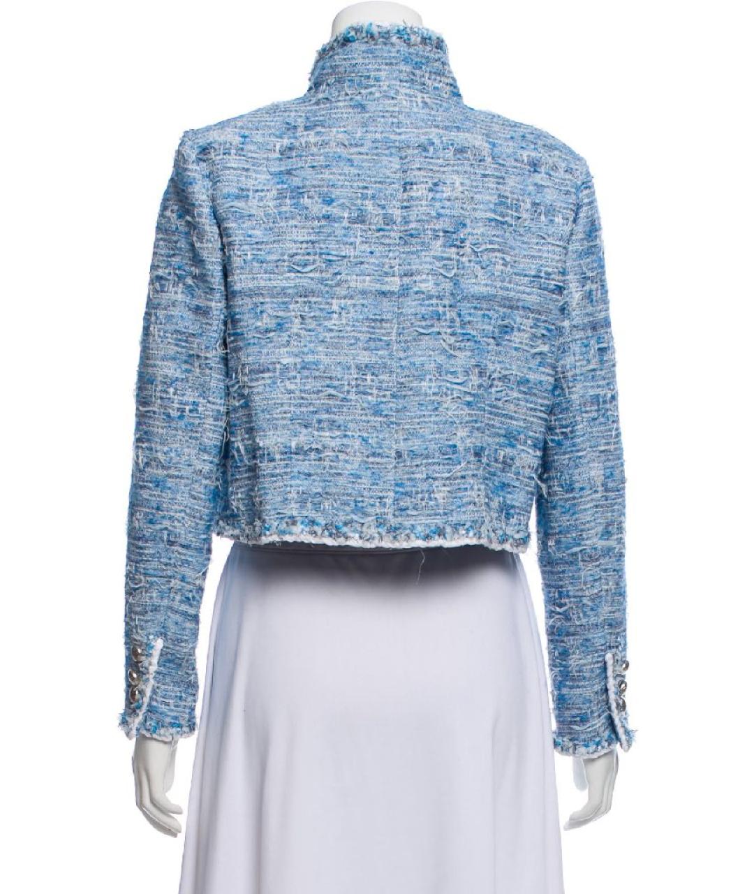 CHANEL Голубой полиэстеровый жакет/пиджак, фото 3
