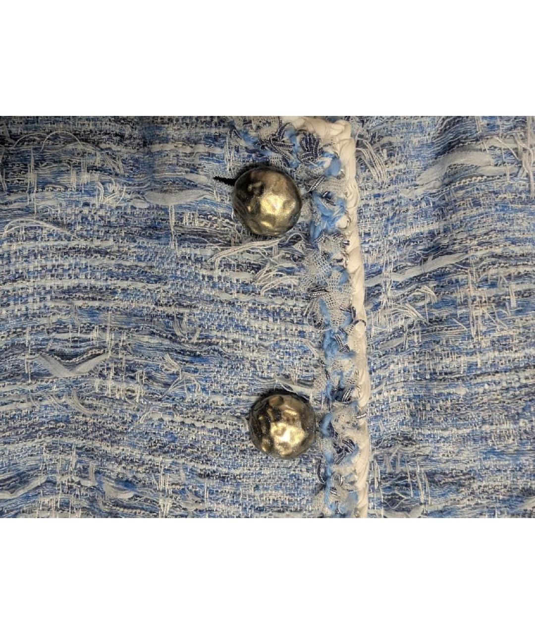 CHANEL Голубой полиэстеровый жакет/пиджак, фото 9