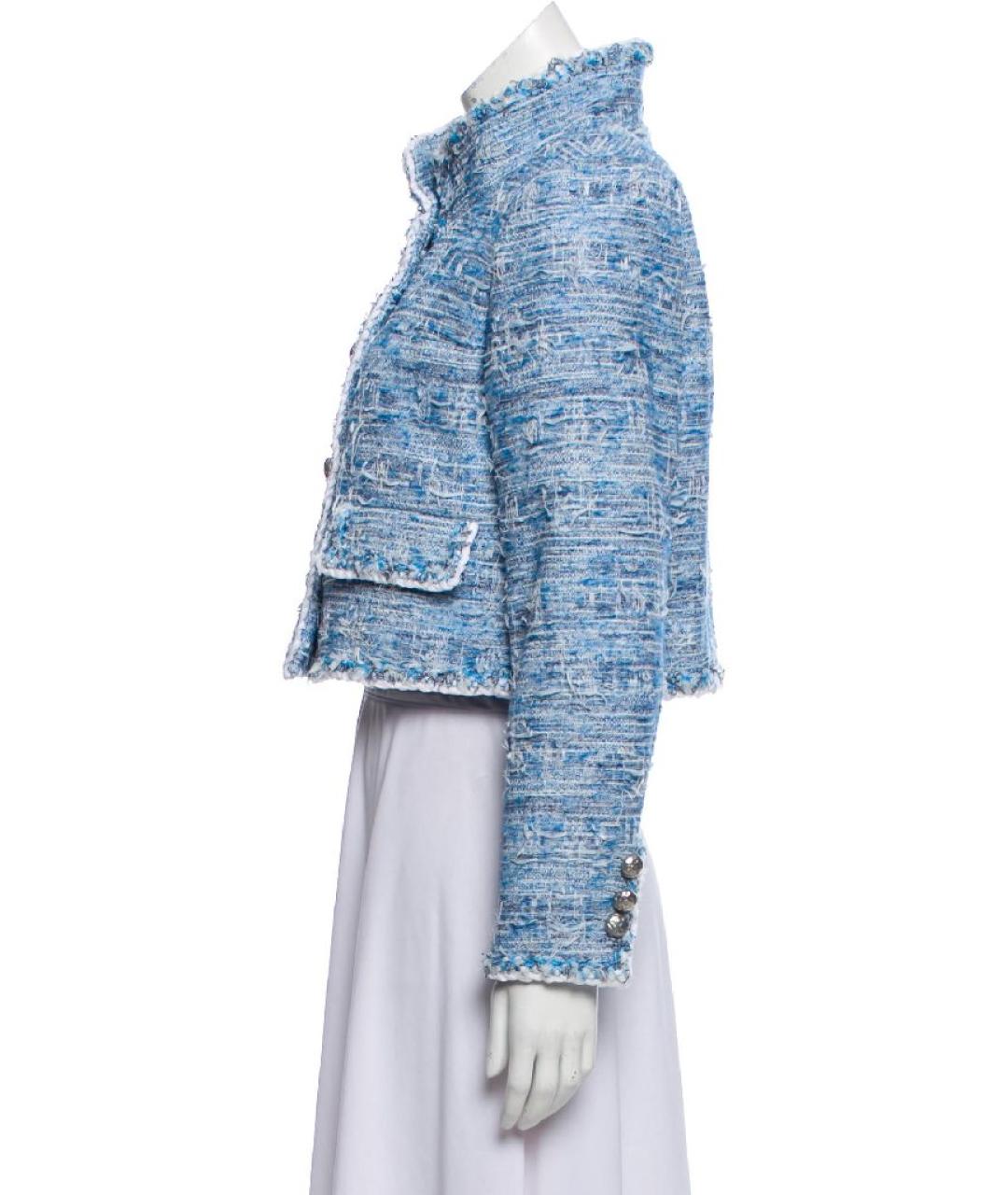CHANEL Голубой полиэстеровый жакет/пиджак, фото 4
