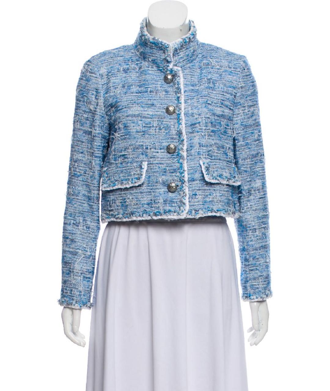 CHANEL Голубой полиэстеровый жакет/пиджак, фото 2