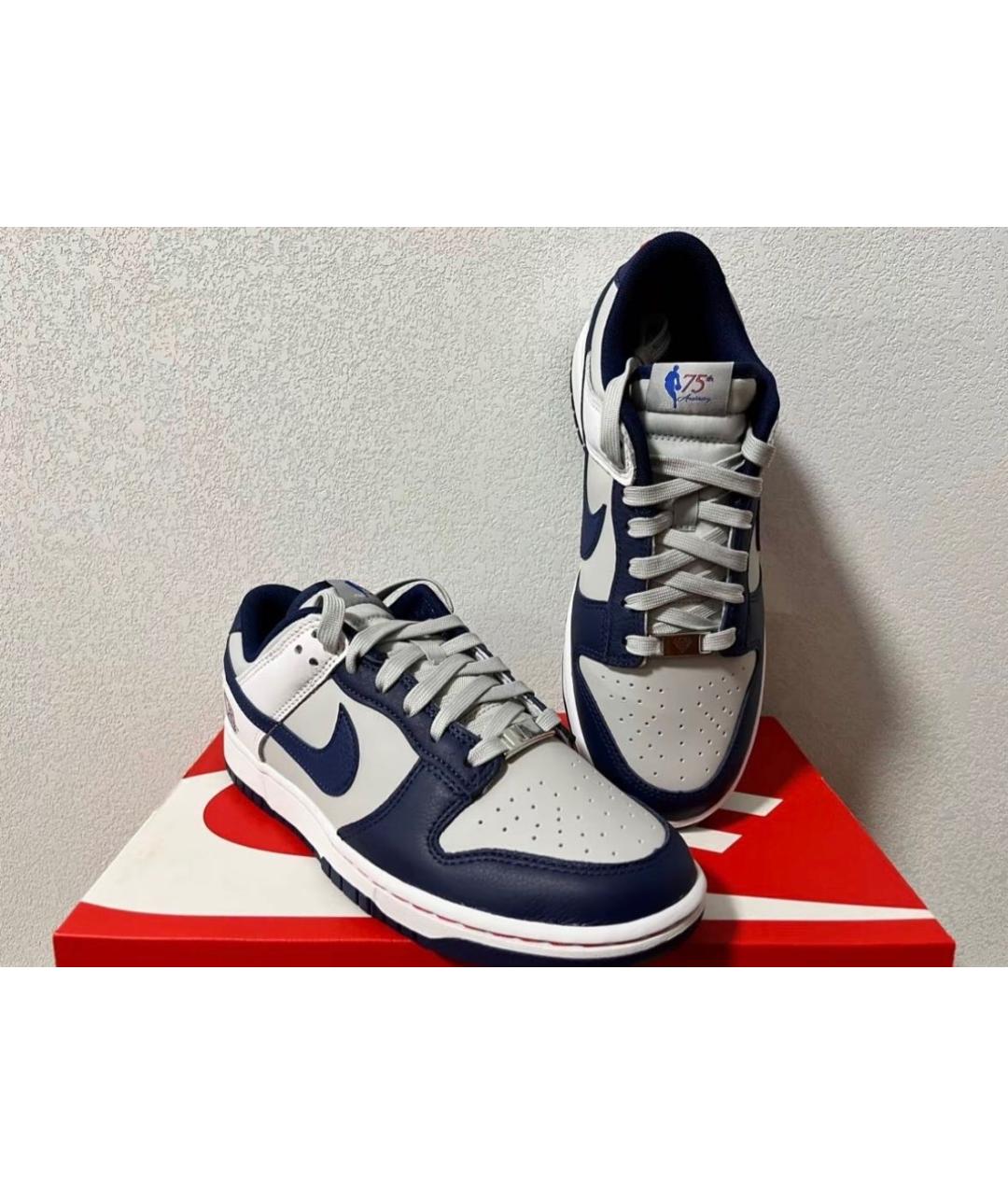 NIKE Синие кожаные низкие кроссовки / кеды, фото 2