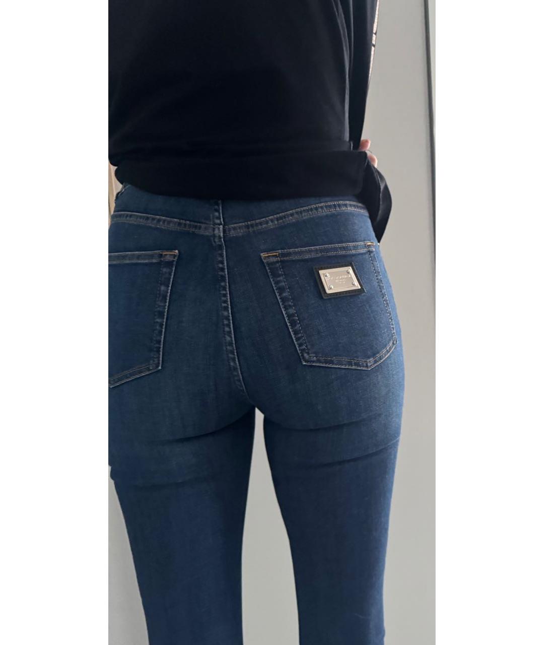 DOLCE&GABBANA Синие хлопко-полиэстеровые джинсы слим, фото 5