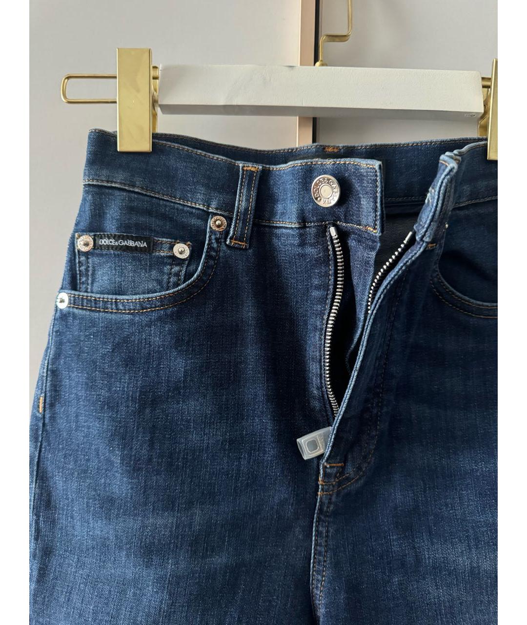 DOLCE&GABBANA Синие хлопко-полиэстеровые джинсы слим, фото 3
