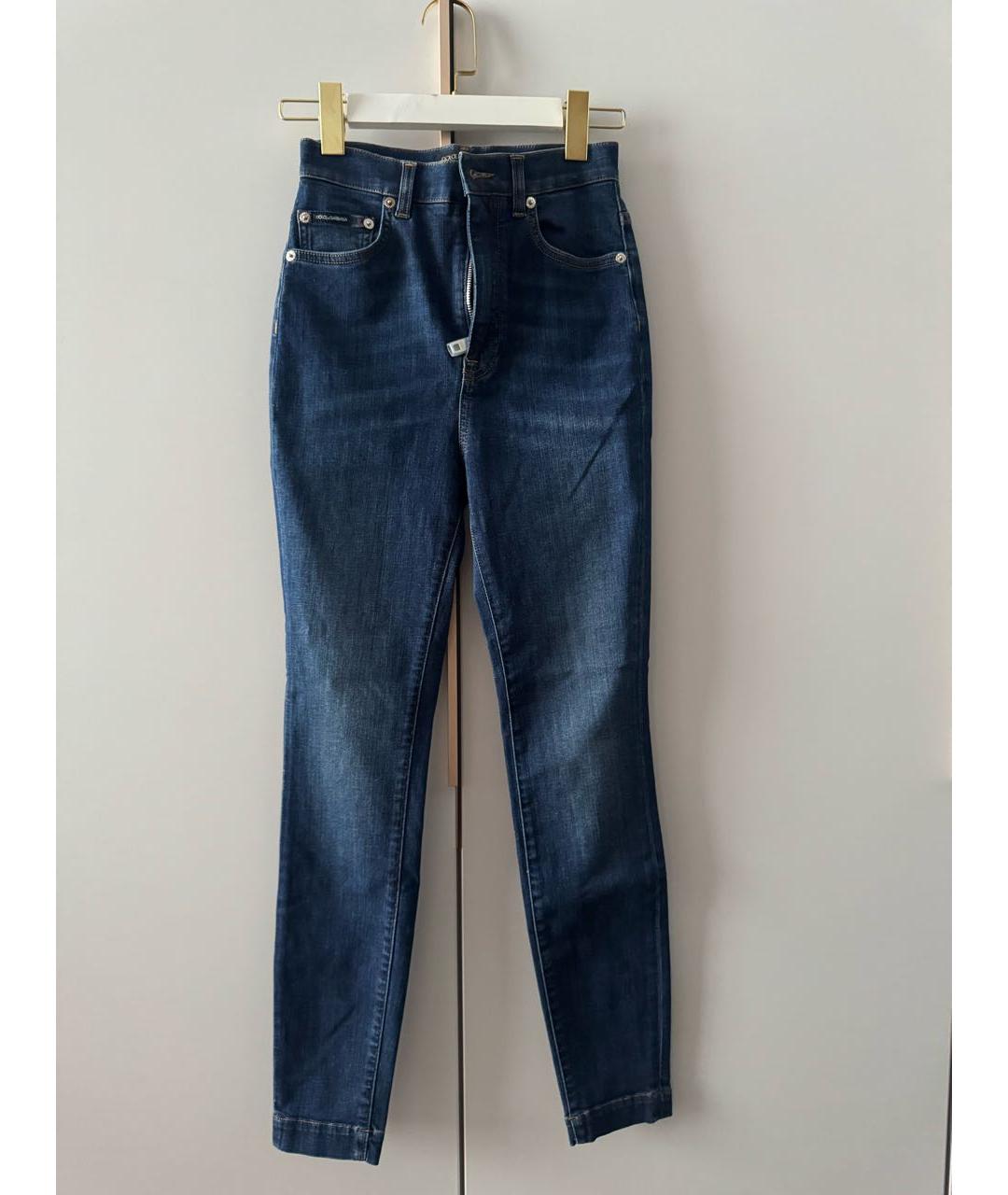 DOLCE&GABBANA Синие хлопко-полиэстеровые джинсы слим, фото 6