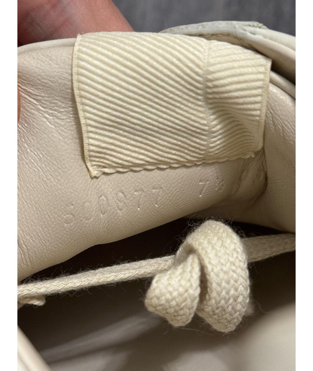 GUCCI Бежевые кожаные низкие кроссовки / кеды, фото 7
