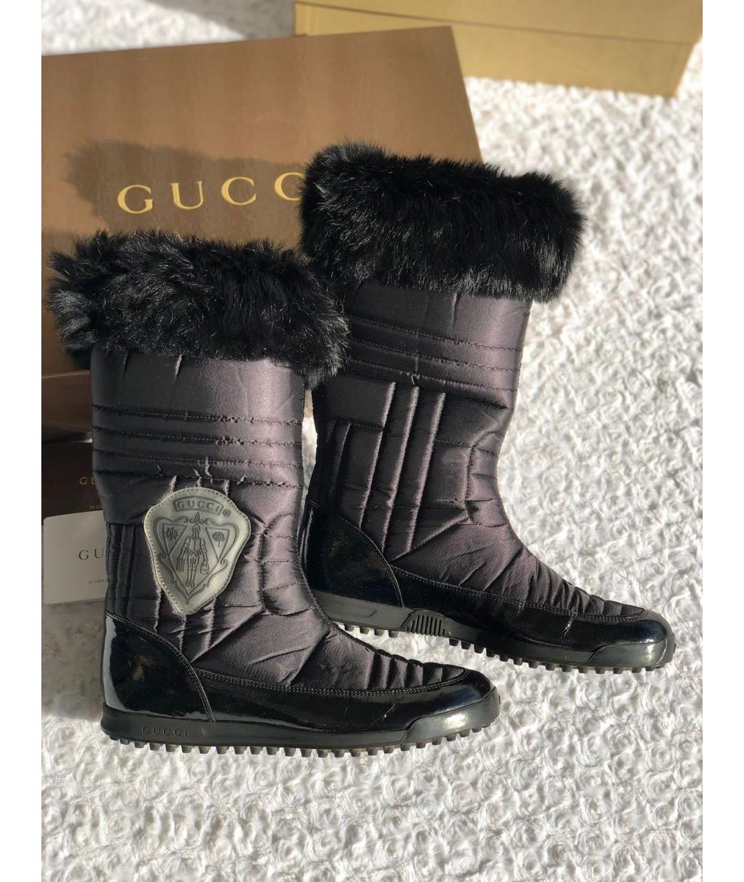 GUCCI Черные текстильные полусапоги, фото 2