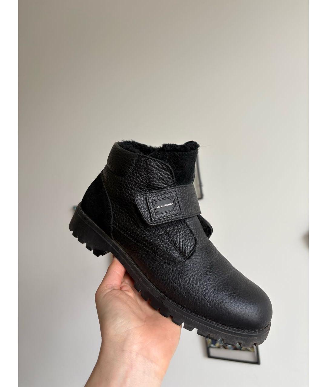 DOLCE&GABBANA Черные кожаные ботинки, фото 6