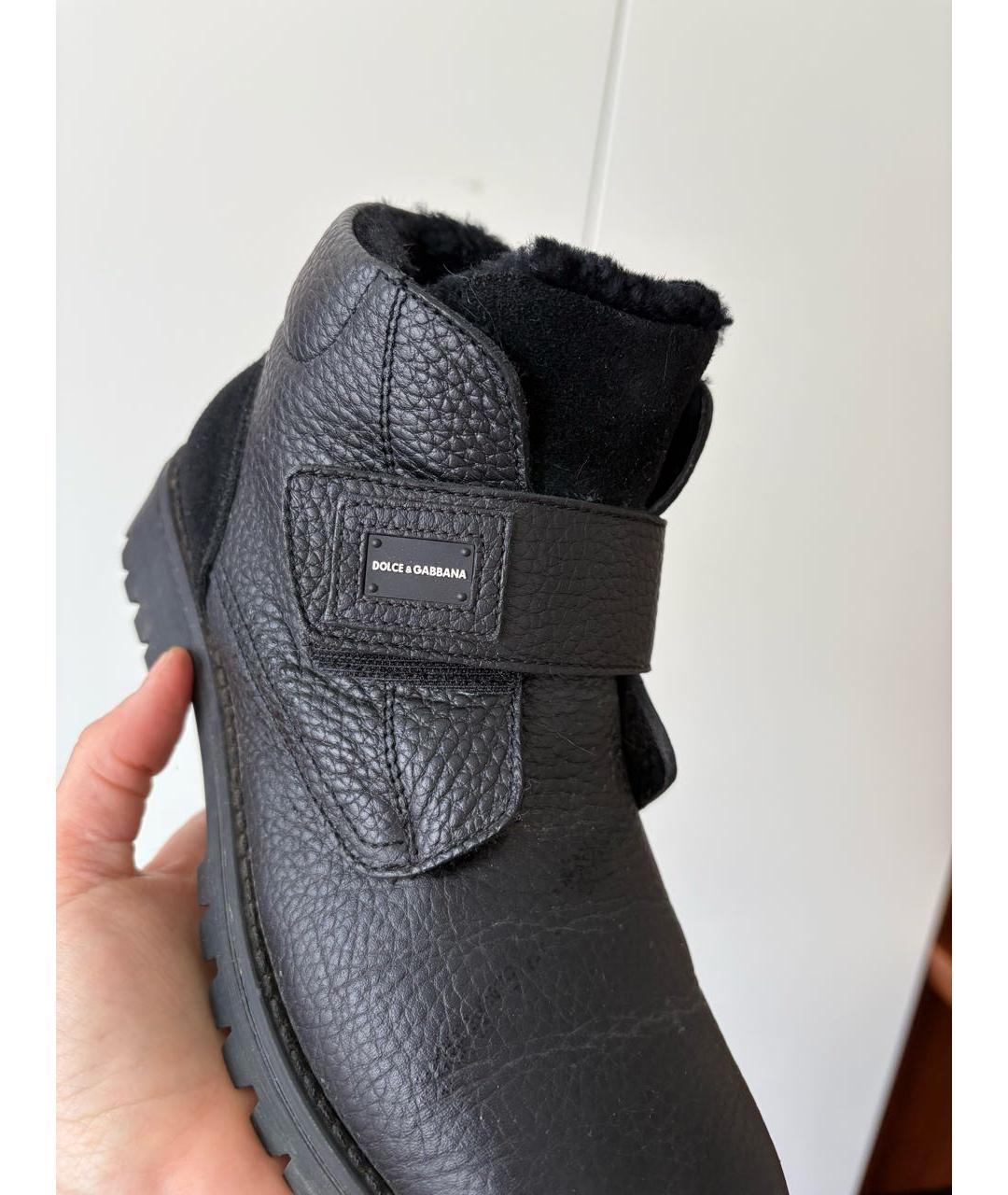DOLCE&GABBANA Черные кожаные ботинки, фото 3