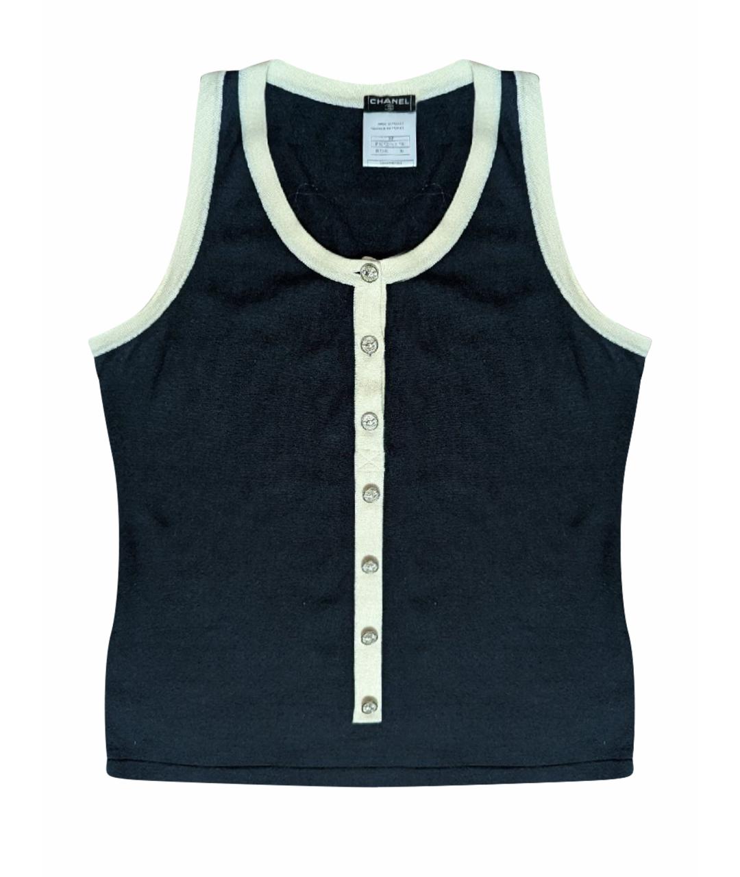 CHANEL Черная кашемировая майка, фото 1