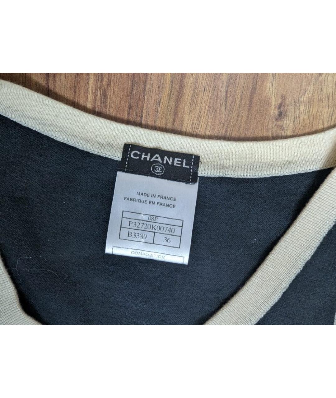 CHANEL Черная кашемировая майка, фото 3