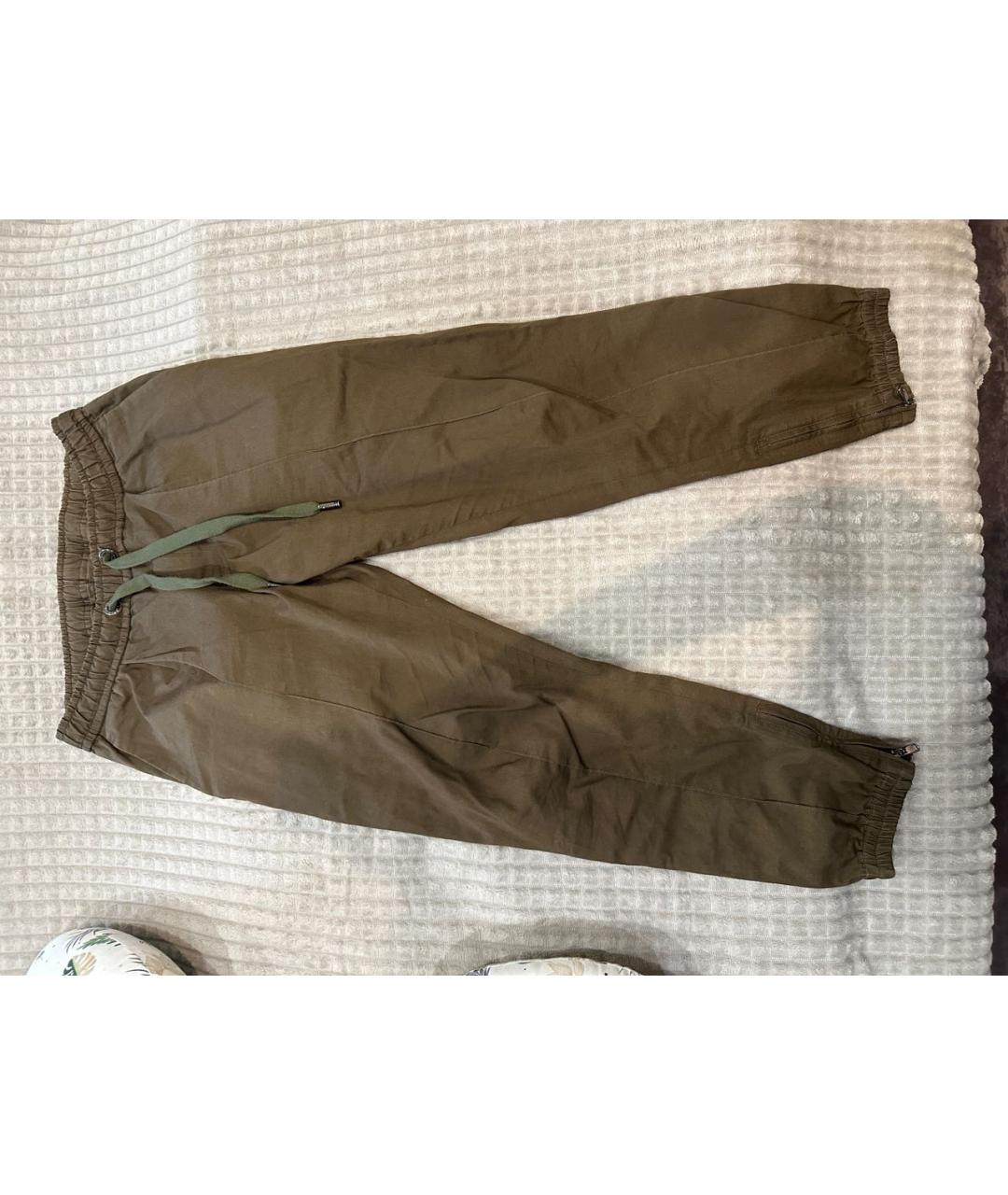 DOLCE&GABBANA Хаки хлопко-эластановые повседневные брюки, фото 7