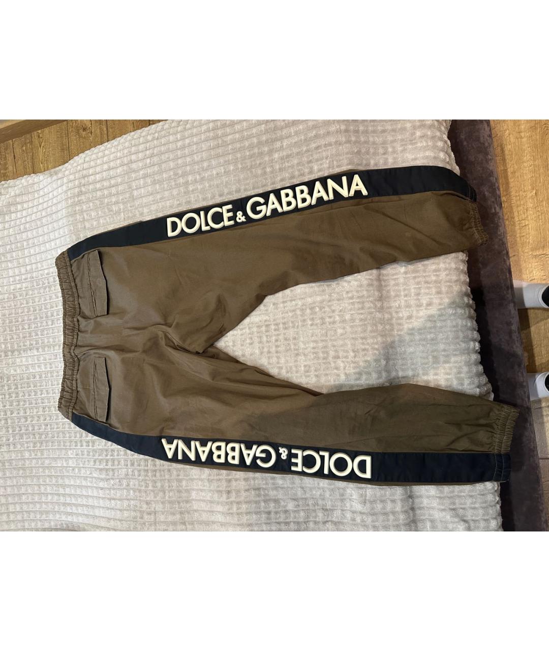 DOLCE&GABBANA Хаки хлопко-эластановые повседневные брюки, фото 2