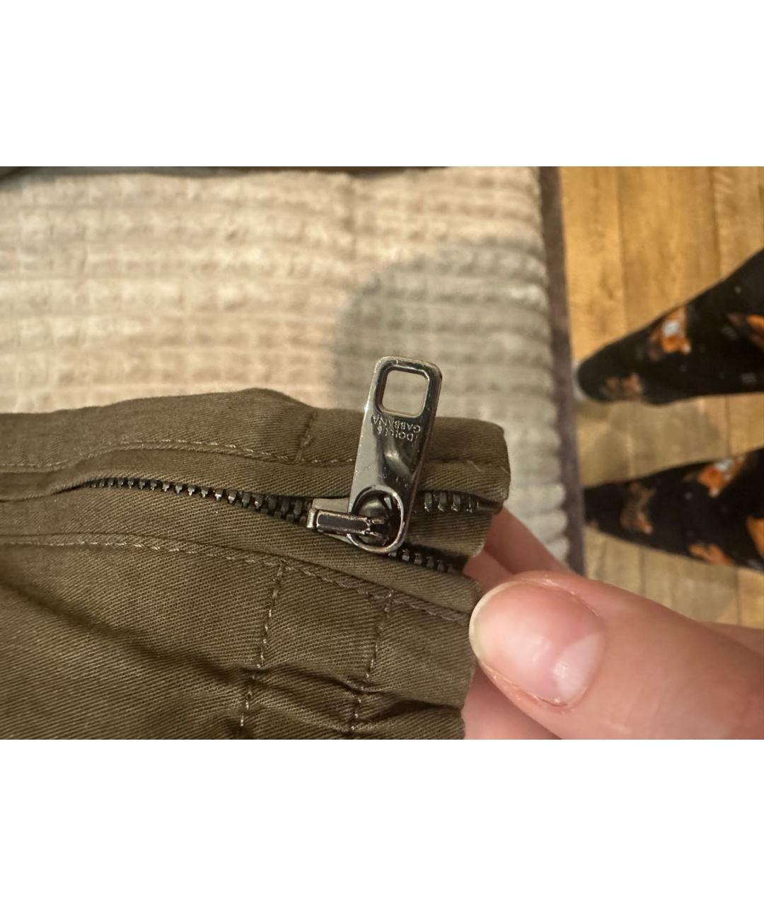 DOLCE&GABBANA Хаки хлопко-эластановые повседневные брюки, фото 5