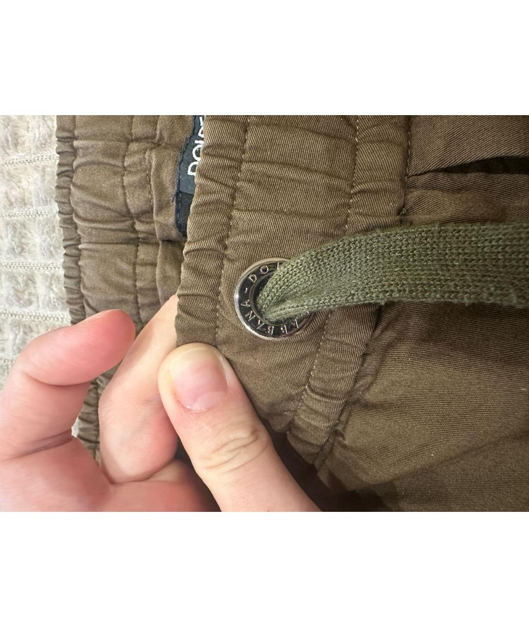 DOLCE&GABBANA Хаки хлопко-эластановые повседневные брюки, фото 3