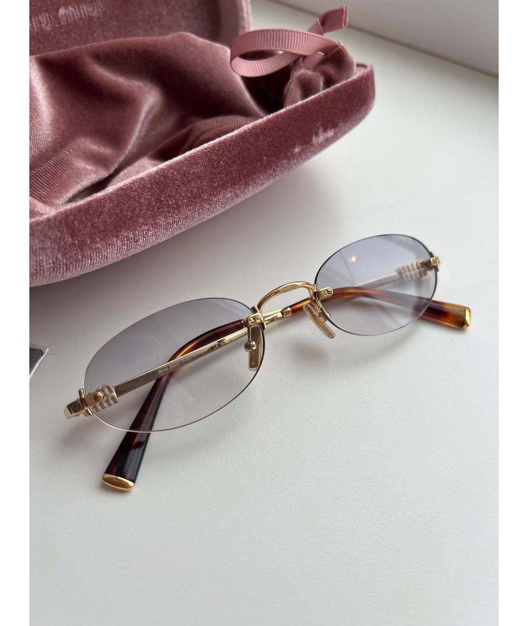 MIU MIU Голубые металлические солнцезащитные очки, фото 4