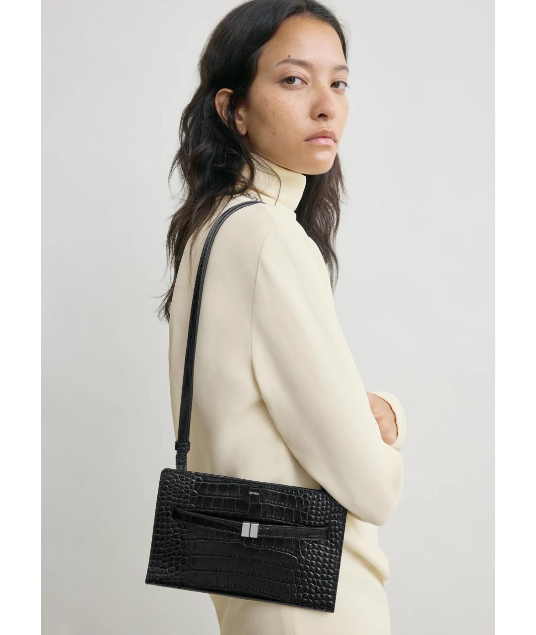 TOTEME Черная кожаная сумка через плечо, фото 3