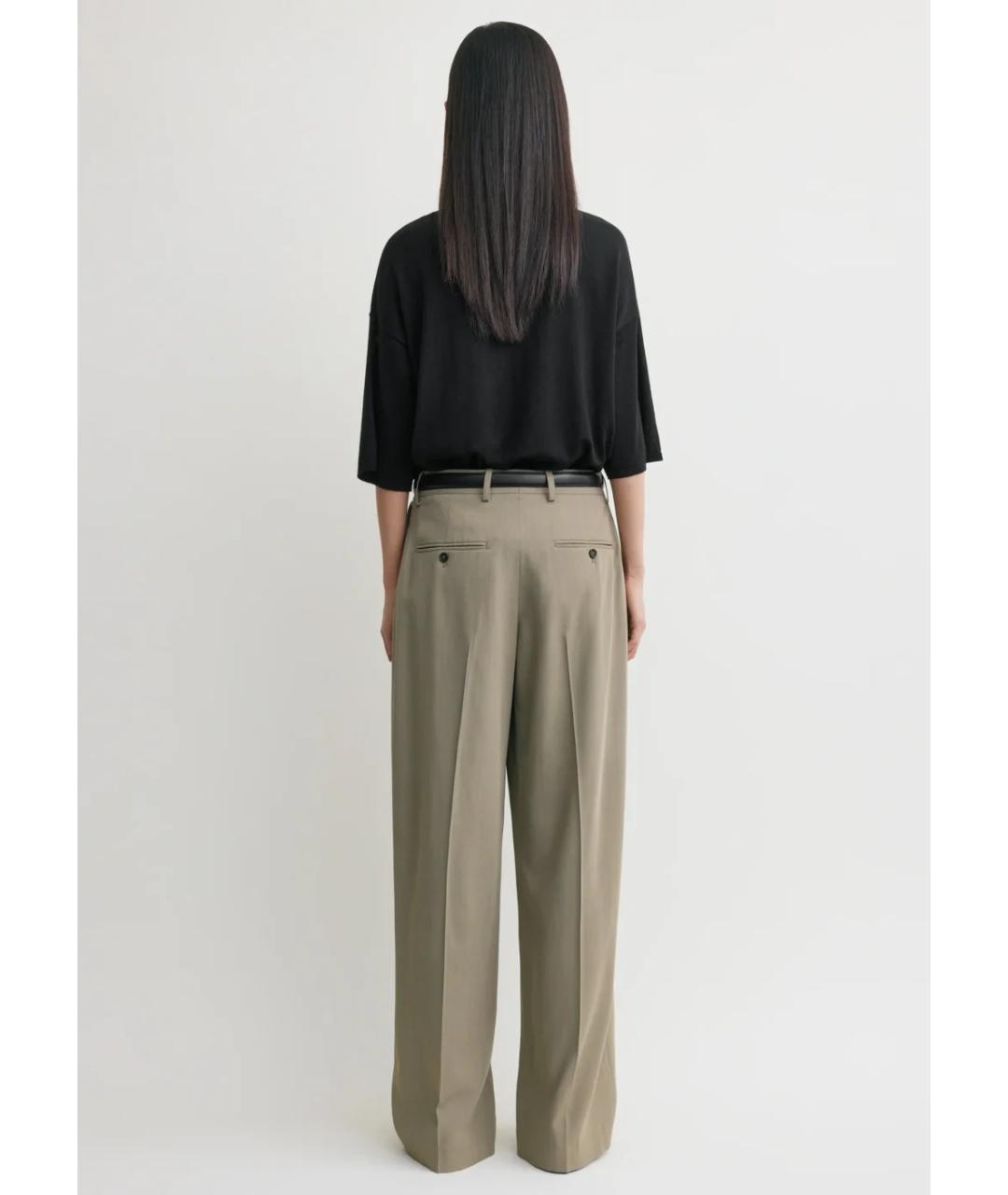 TOTEME Бежевые шерстяные прямые брюки, фото 5