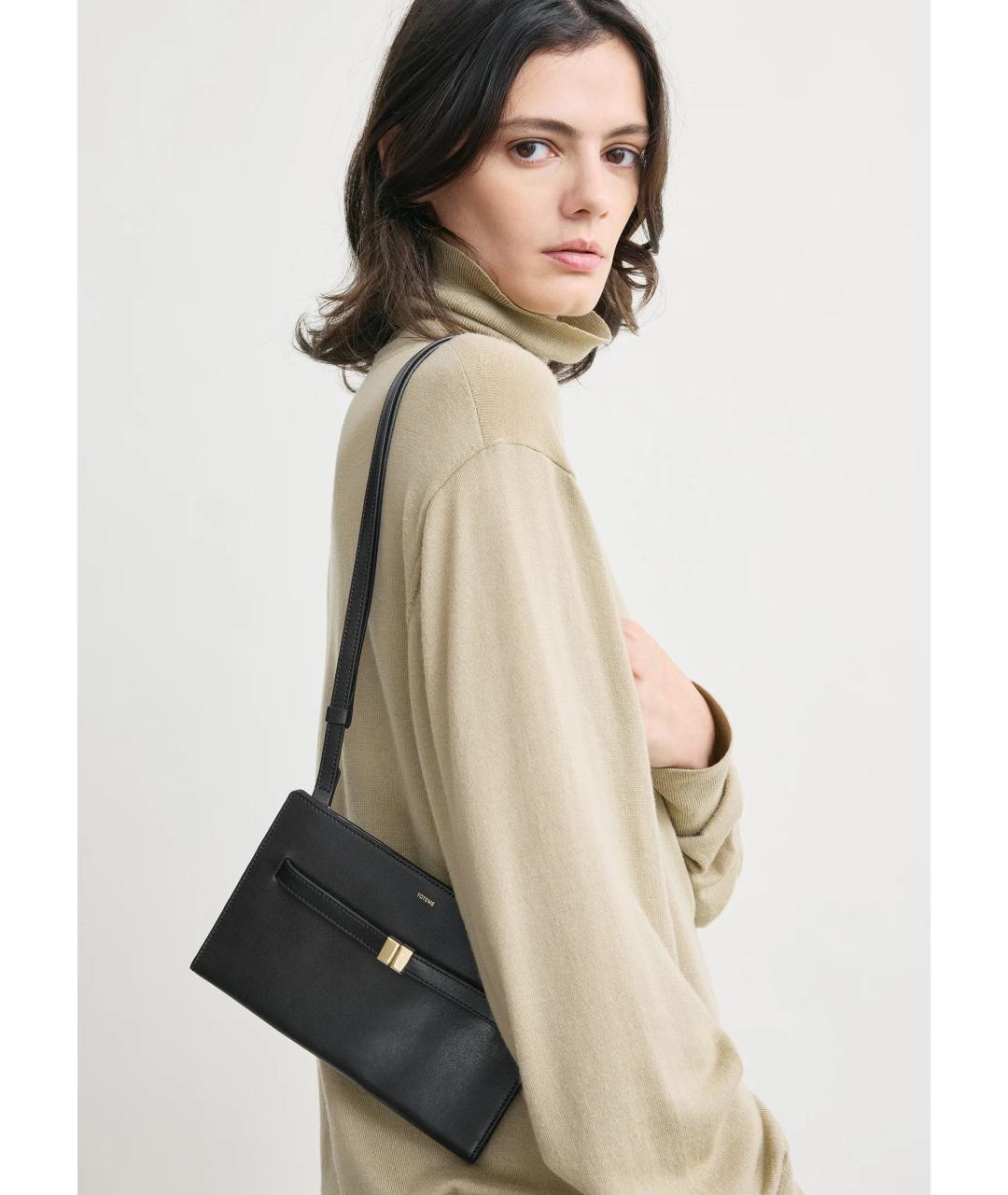 TOTEME Черная кожаная сумка через плечо, фото 3