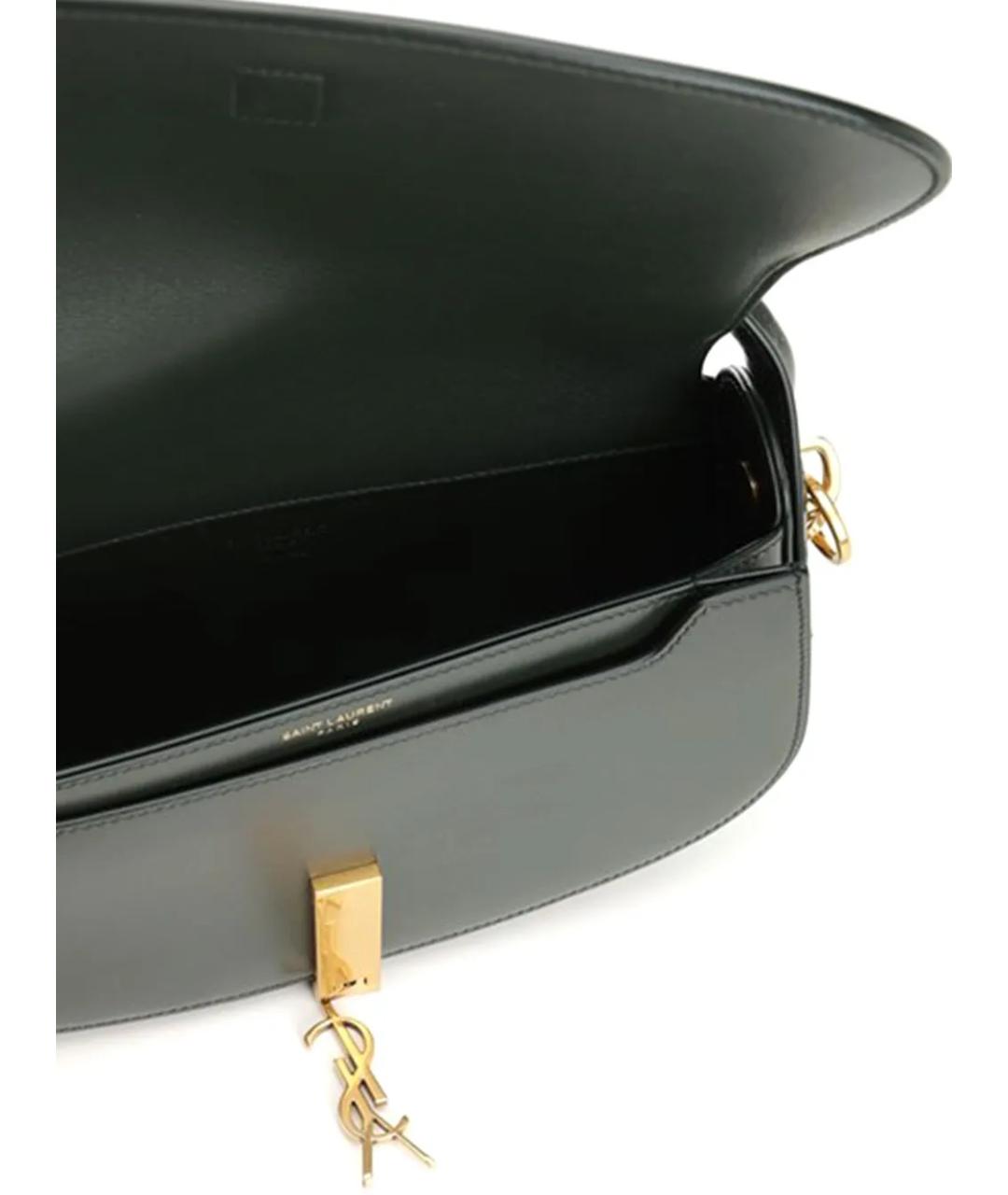 SAINT LAURENT Зеленая кожаная сумка с короткими ручками, фото 3