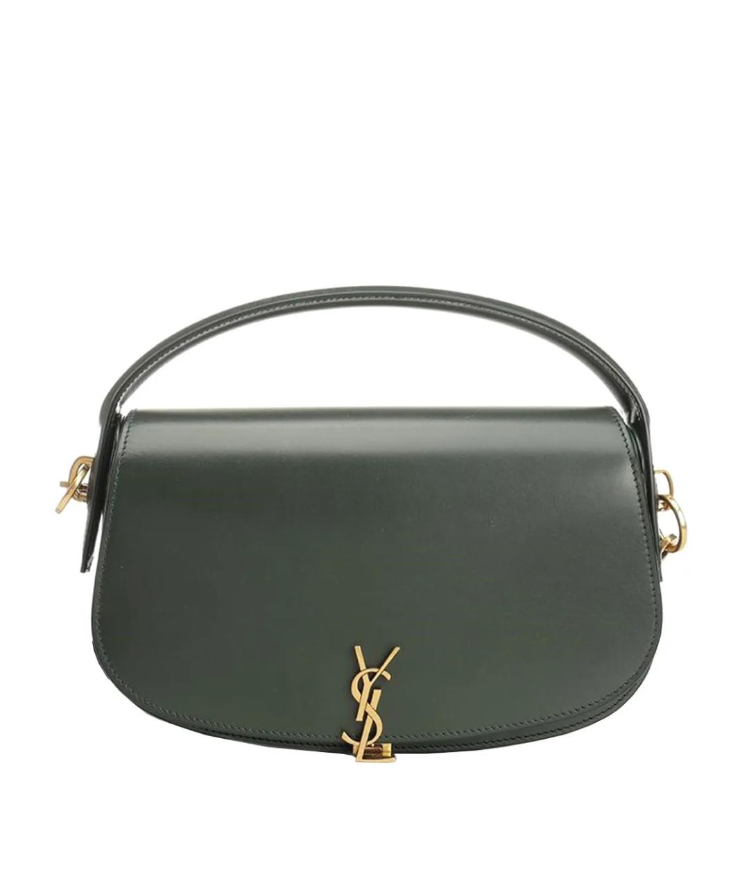 SAINT LAURENT Зеленая кожаная сумка с короткими ручками, фото 1