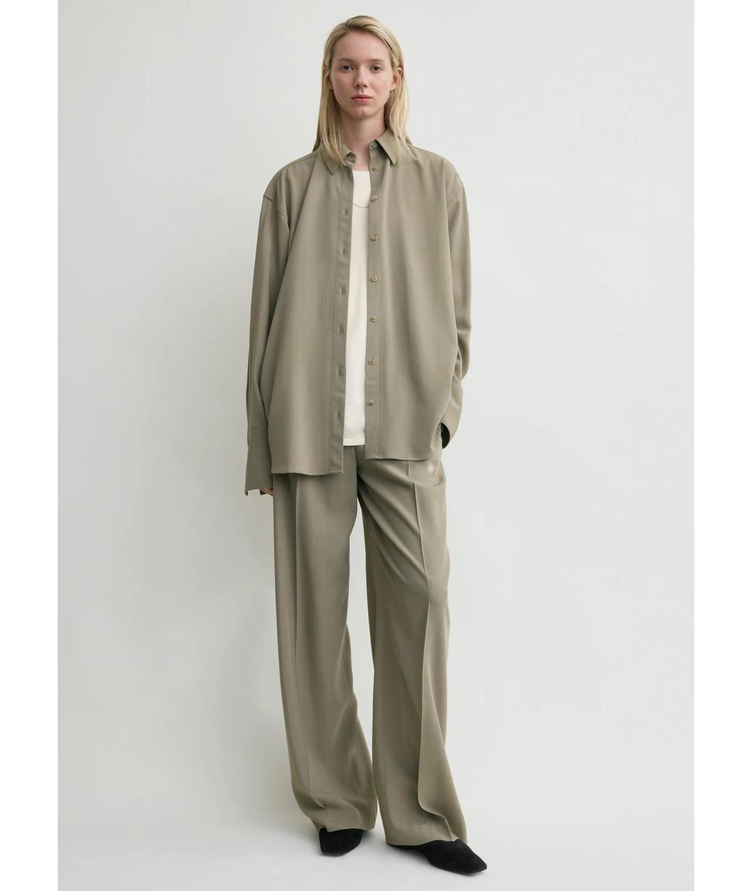 TOTEME Хаки вискозная рубашка, фото 2