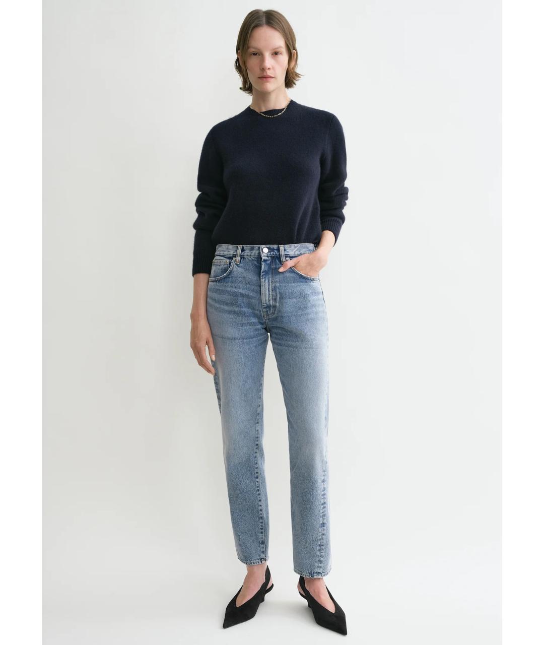 TOTEME Голубые хлопковые прямые джинсы, фото 2