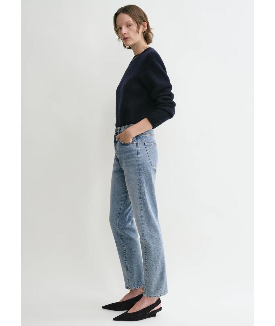 TOTEME Голубые хлопковые прямые джинсы, фото 3