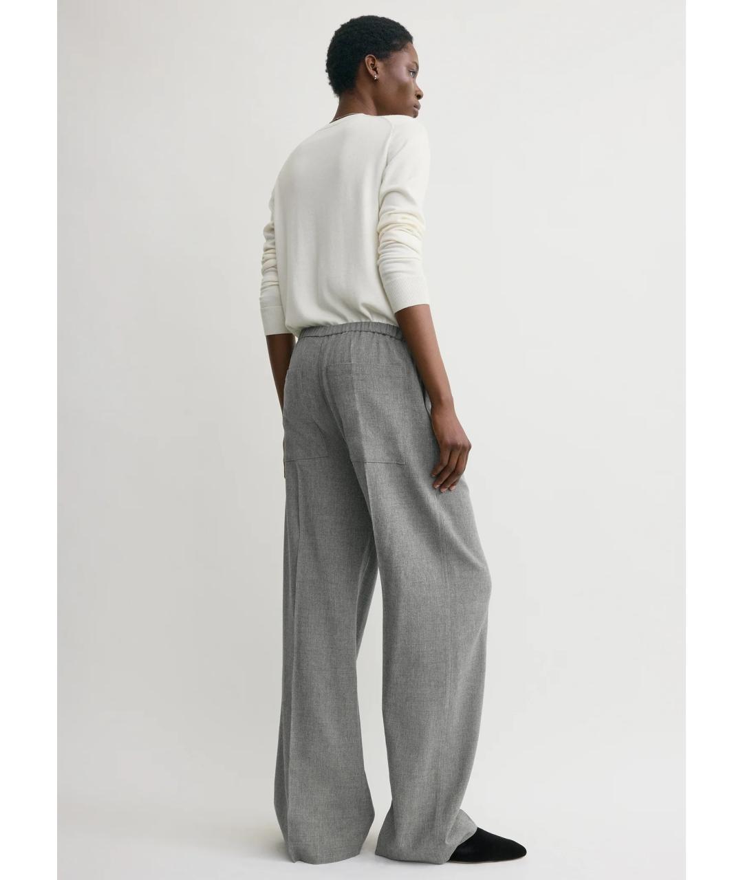 TOTEME Серые вискозные прямые брюки, фото 4