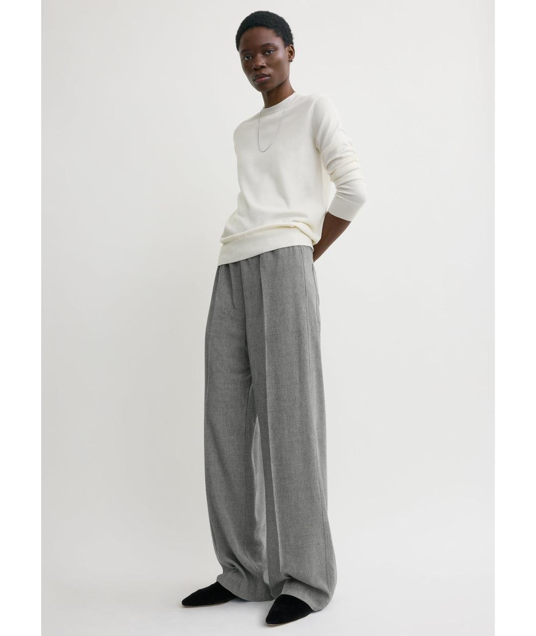 TOTEME Серые вискозные прямые брюки, фото 3